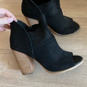 Real leather open toe suede ankle boots
